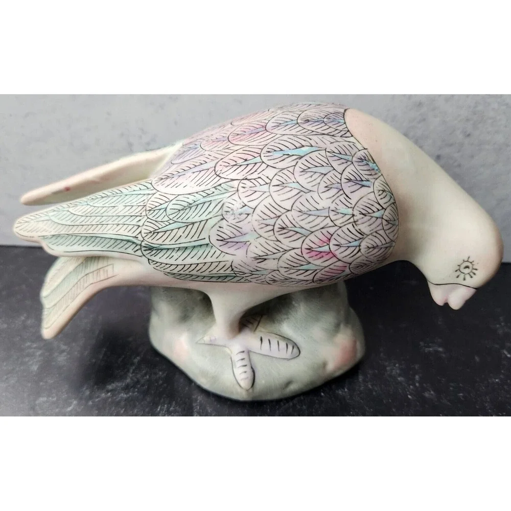 Pair 1950s Vintage Porcelain Dove Pigeon Bird Pastel 6